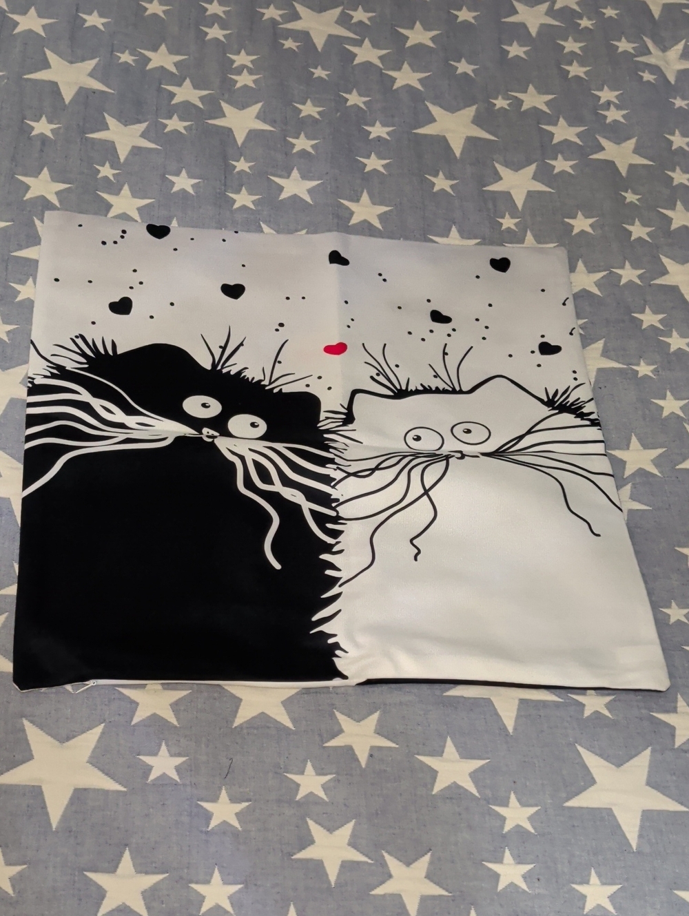 Set Of 2 Cat Themed Pillow Covers 17x17 Cartoon Whimsical
